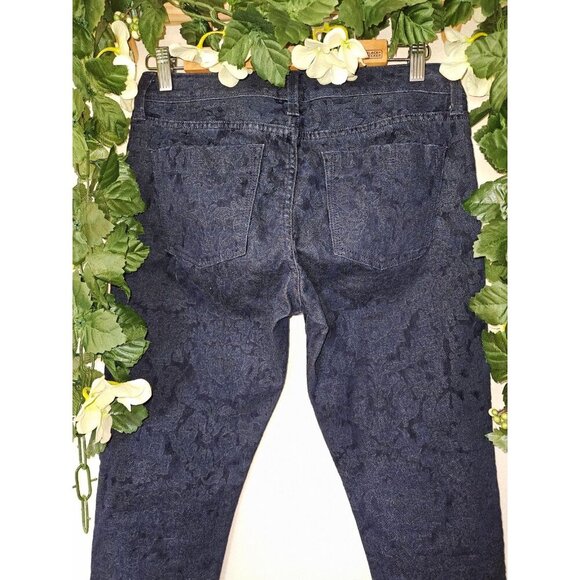 Banana Republic Velvet Skinny Jeans 27L Navy Floral Pants Soft Stretch - Picture 9 of 16
